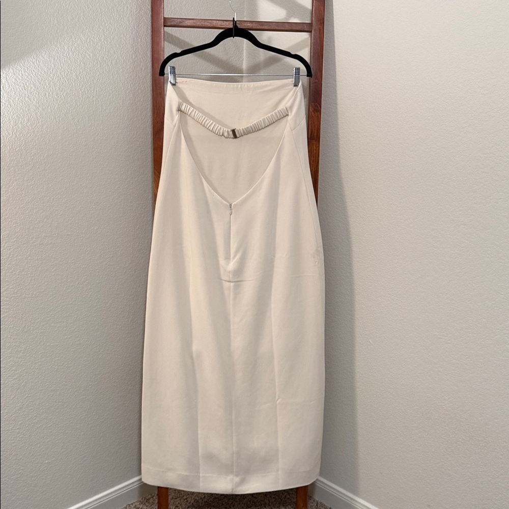 Reformation Nino Dress in Fior Di Latte Cream Strapless Midi Size 10 - Picture 4 of 9